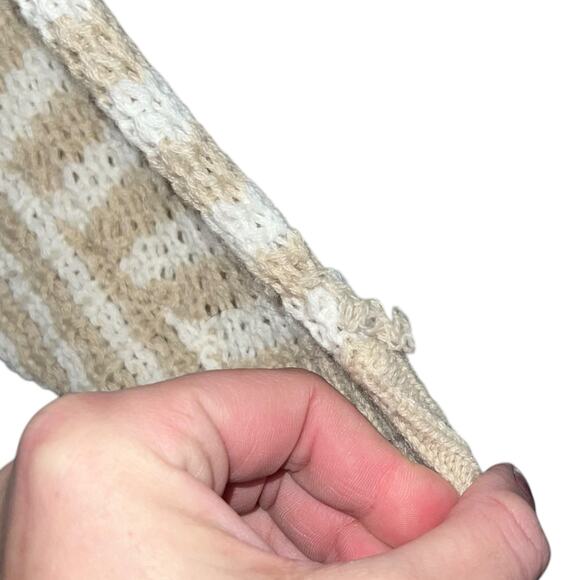 Jessica Simpson Striped Knit Sweater Taupe Cream Dolman Batwing Sleeve Size L - Picture 9 of 10